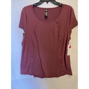 NWT Yogalicious Women’s Workout Top Short Sleeve XL T Shirt Coral Berry